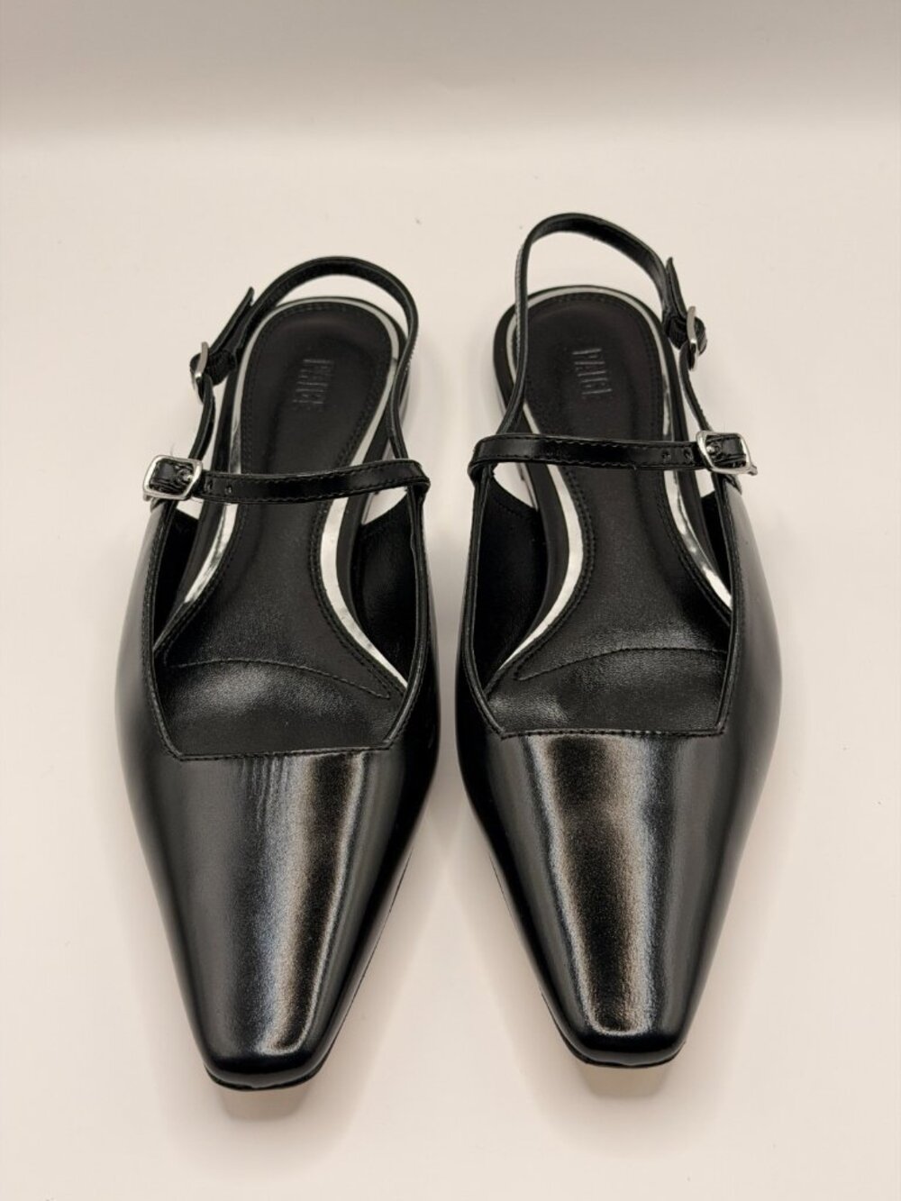 PAIGE Women Whitley Black leather Slingback Mary Jane Flat Sz 6
